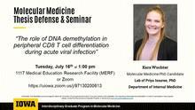 Molecular Medicine Interdisciplinary Program Thesis Defense Seminar: Kara Wuchter