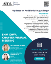 Society of Hospital Medicine Meeting: "Updates on Antibiotic Drug Allergy," w/Amy Dowden and Deanna McDanel