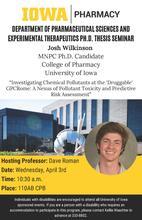 College of Pharmacy PSET Graduate Student Thesis Seminar: Josh Wilkinson