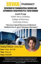 College of Pharmacy PSET Graduate Student Thesis Seminar: Jonah Propp