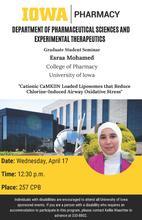 College of Pharmacy PSET Graduate Student Seminar: Esraa Mohamed