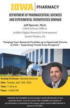 College of Pharmacy PSET Seminar Series: Jeff Barrett, PhD promotional image