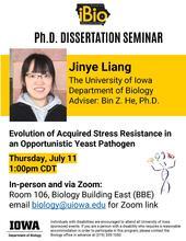 PhD Dissertation Seminar: Evolution of Acquired Stress Resistance in an Opportunistic Yeast Pathogen
