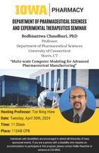 College of Pharmacy PSET Seminar Series: Bodhisattwa Chaudhuri, PhD