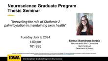 Neuroscience Interdisciplinary Program Thesis Defense Seminar: Emma Thornburg-Suresh